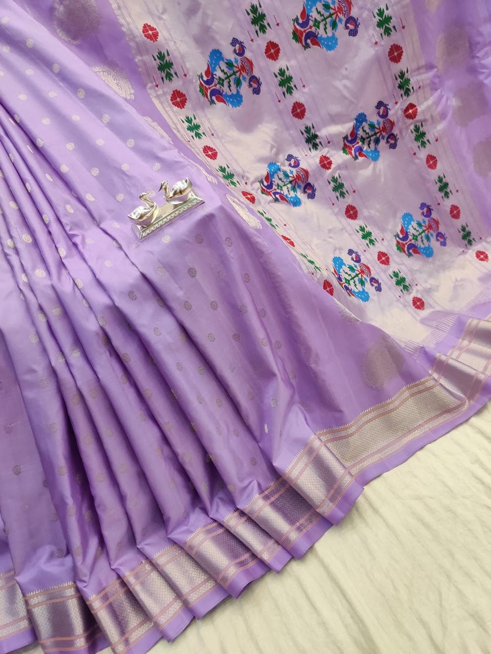 Image of Pure gadwal Kanchi border paithani meenakari Pattu saree