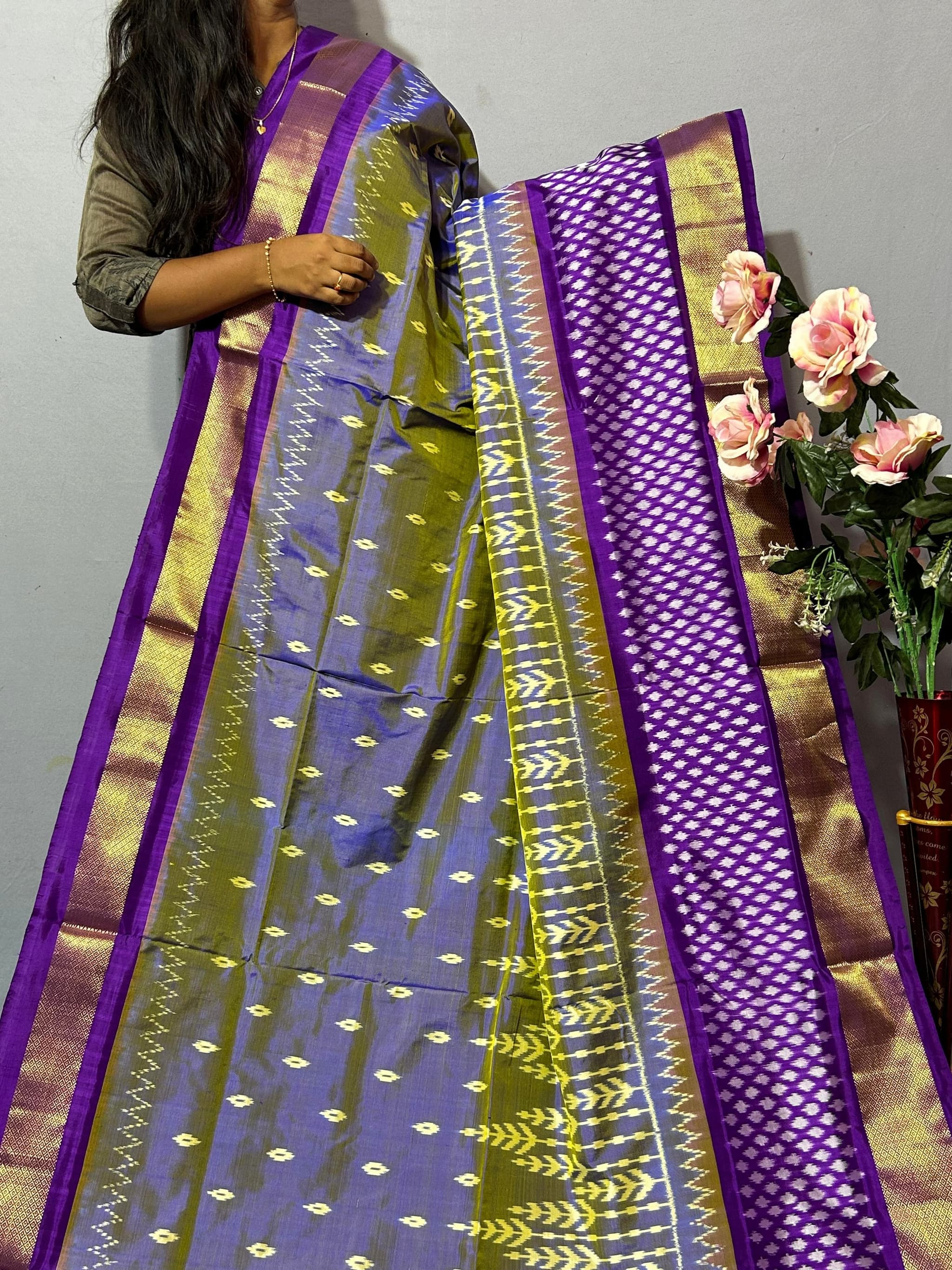 Image of Pure Handloom pochampally ikkat silk saree